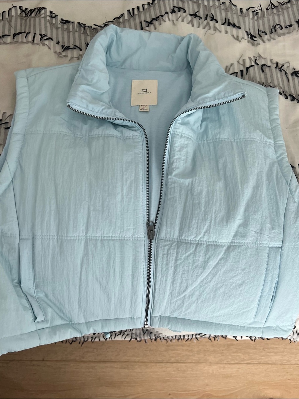 Thread & Supply Light Blue Puffer Vest with Full Zip
